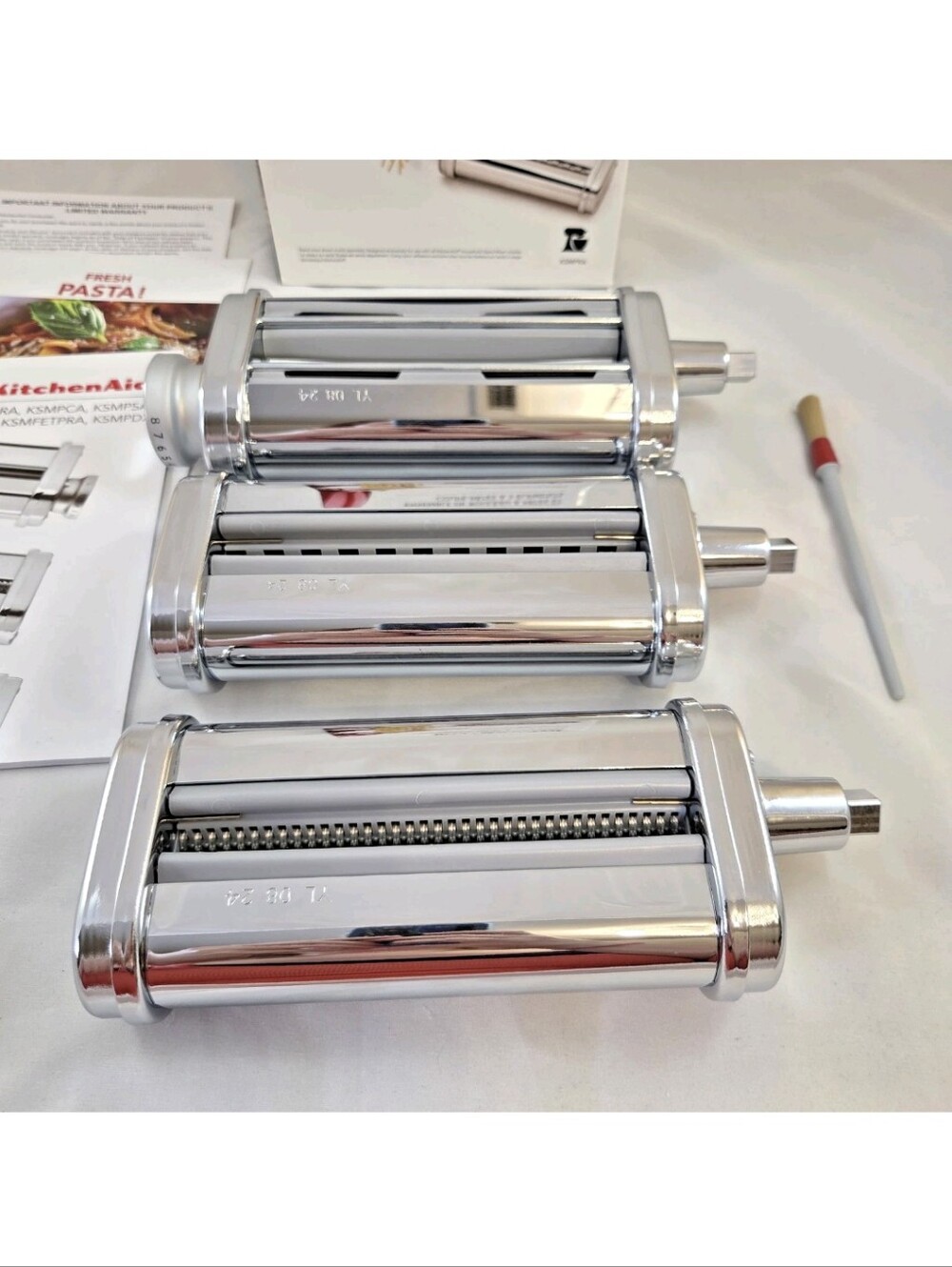 KitchenAid 3-PC Pasta Roller & Cutter Set Stand Mixer Attachment KSMPRA - Picture 12 of 13